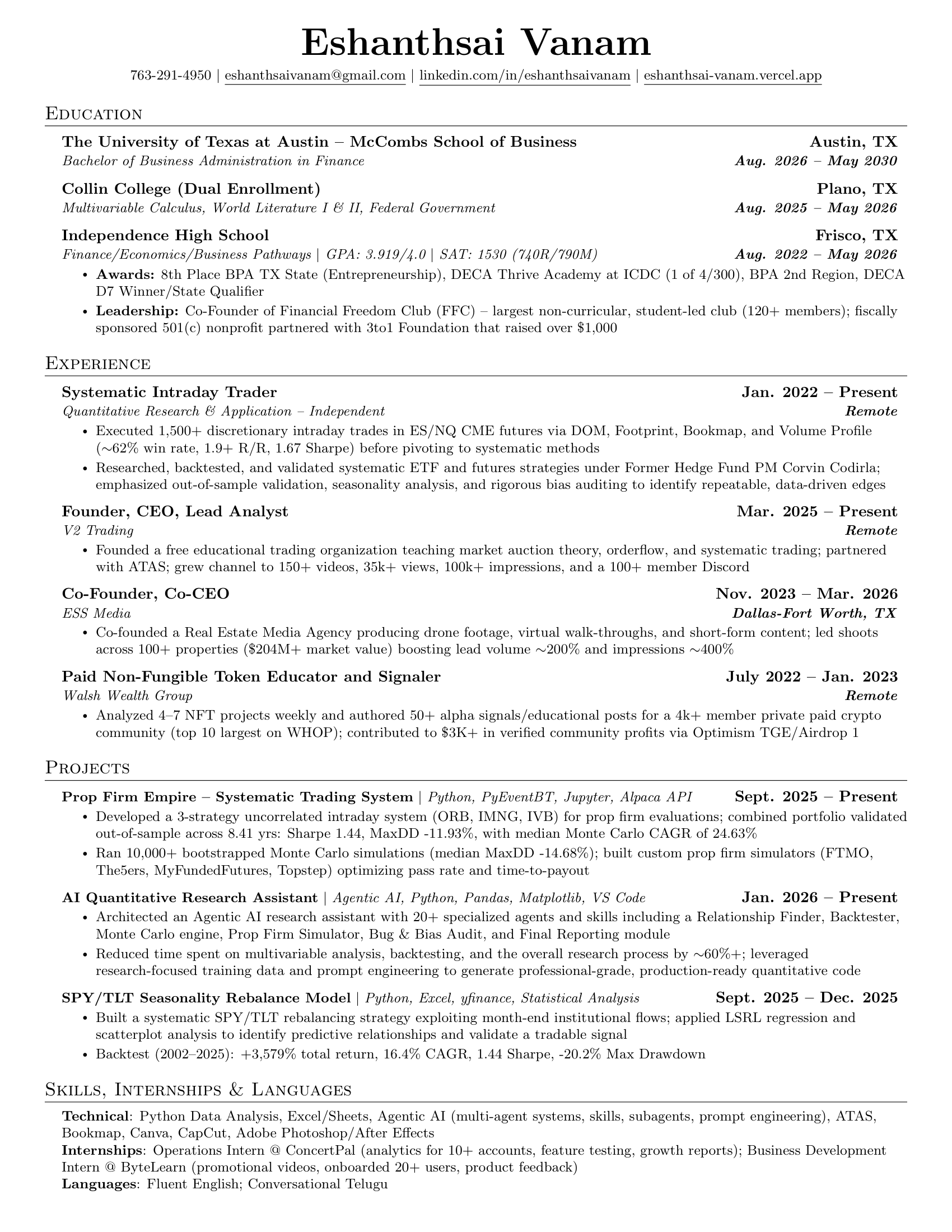 Eshanthsai Vanam Resume